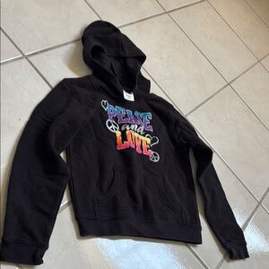Black kids Hoodie with Peace and Love Graphic